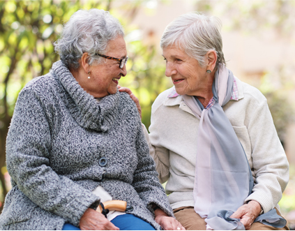 two older persons chatting